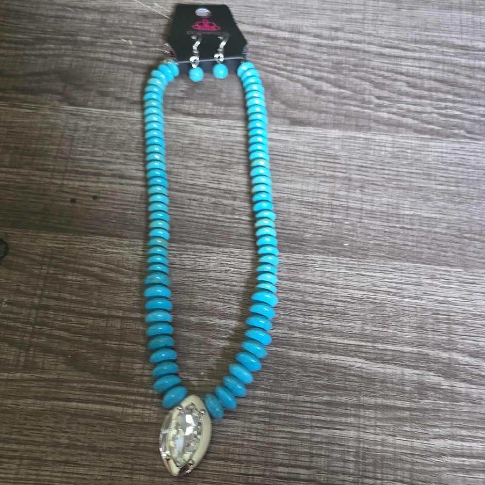 Paparazzi Turquoise Beaded Necklace Set